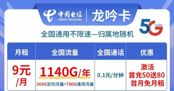 線上有哪些好用又資費低的流量卡套餐？9元月租、0月租免費用|電信龍吟卡、小優(yōu)卡